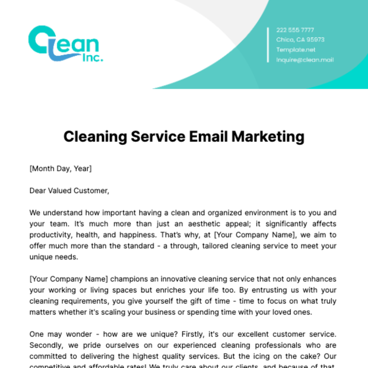 Cleaning Service Email Marketing Template