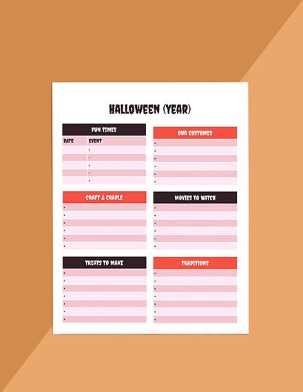 Halloween Holiday Planner template Download