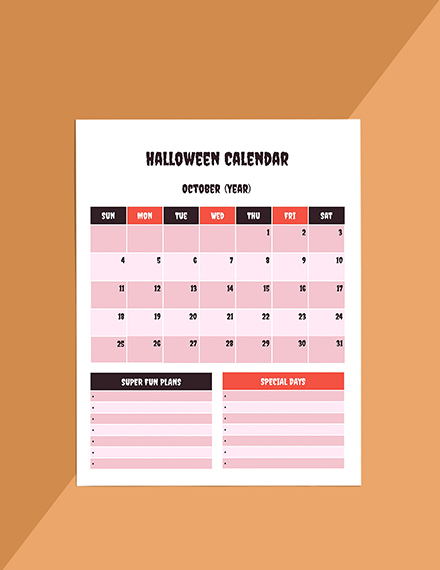 Halloween Holiday Planner template Format