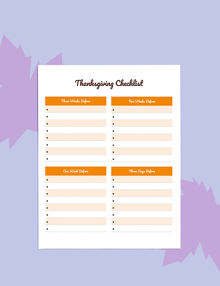 Thanksgiving Holiday Planner template Format