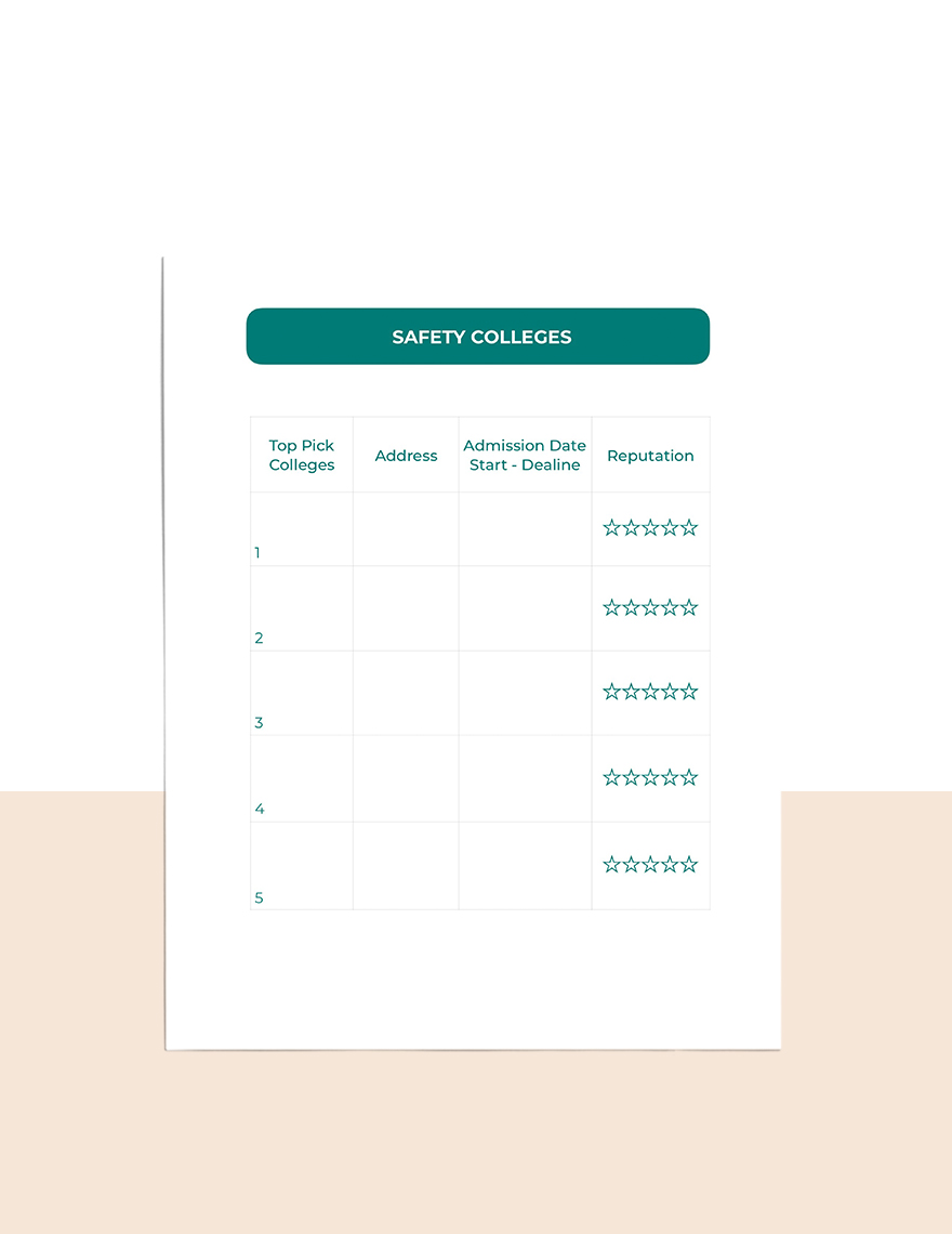 College Admissions Planner Template