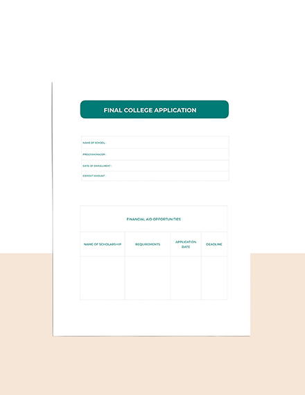 College Admission Planner Template Example