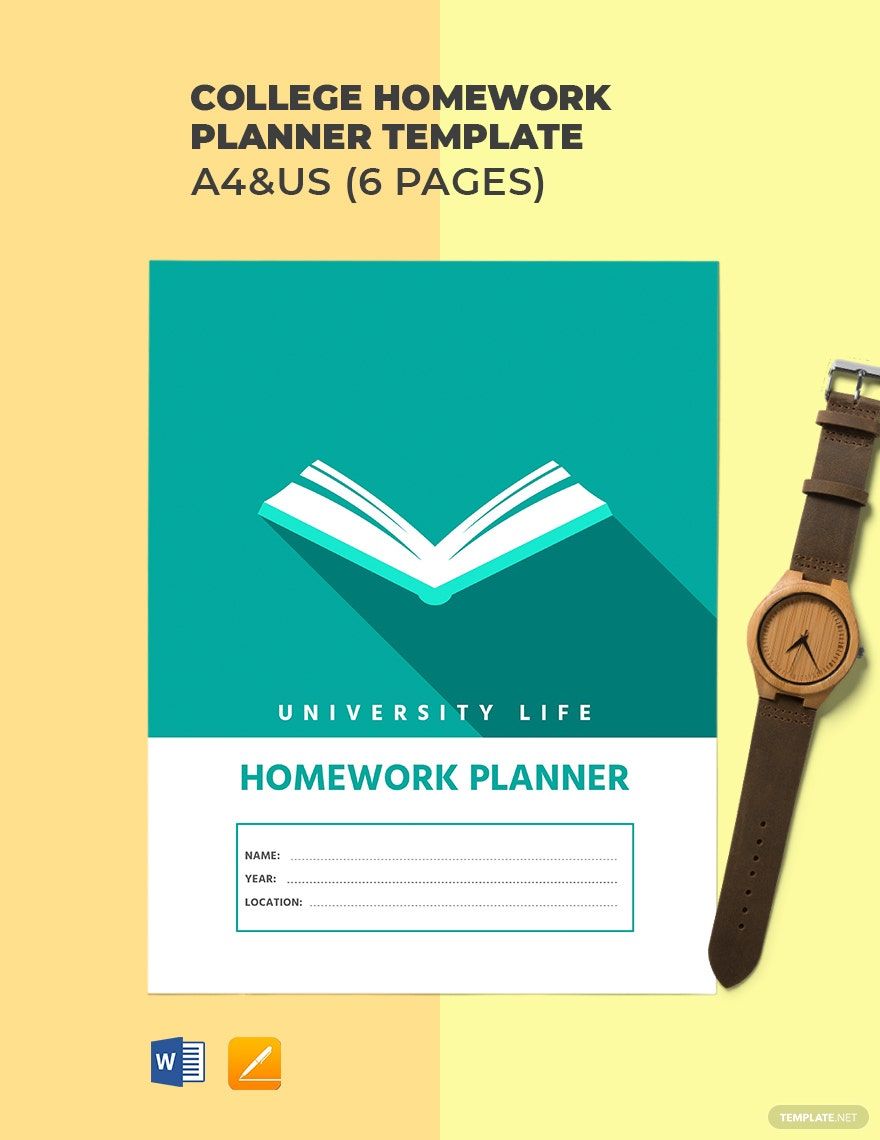 College Homework Planner Template
