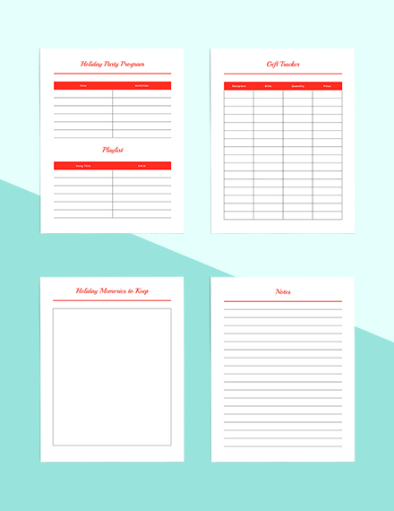 Printable Holiday Planner Printable