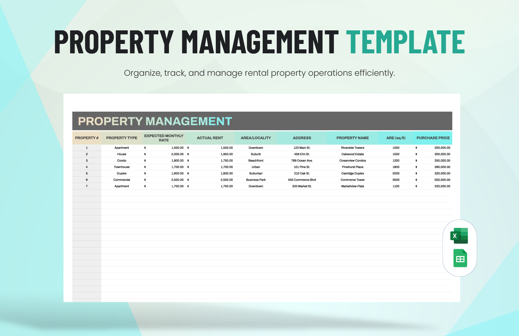Free Property Management Template in Excel, Google Sheets