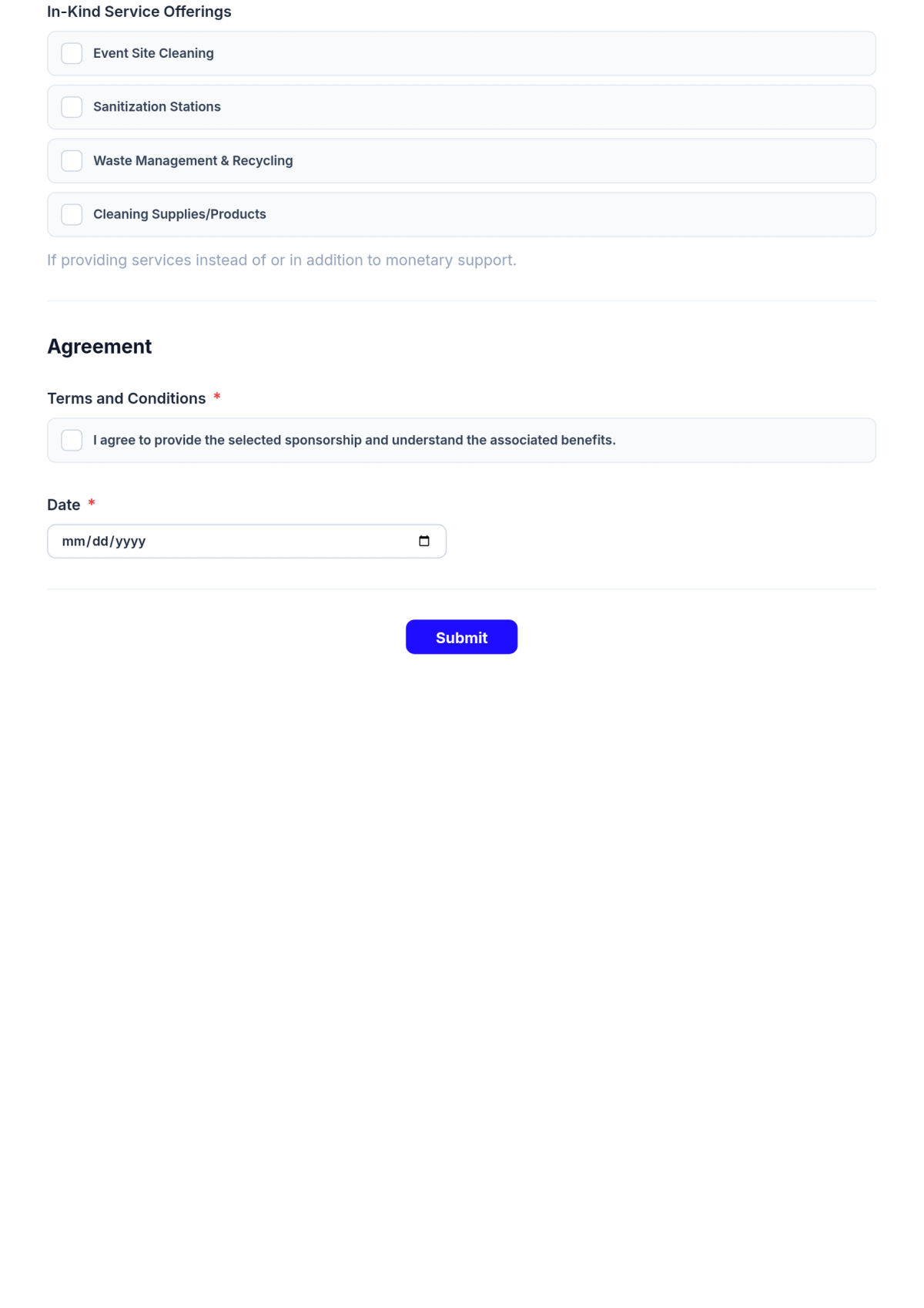 Free Cleaning Services Event Sponsorship Form Template & AI Maker