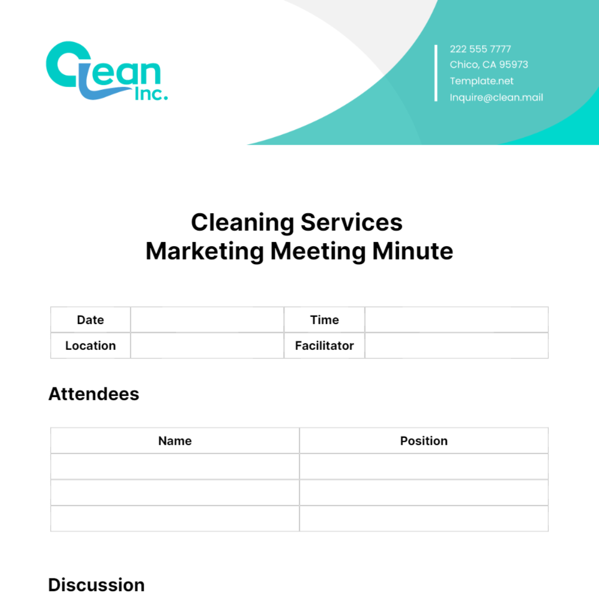 Cleaning Services Marketing Meeting Minute Template