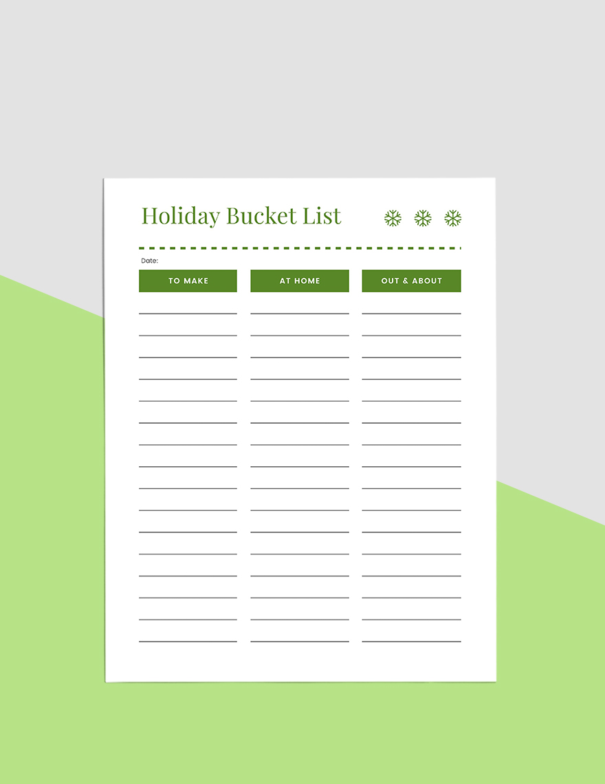 Basic Holiday Planner Template