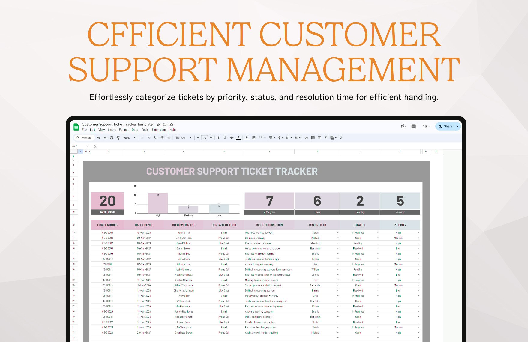 Customer Support Ticket Tracker Template