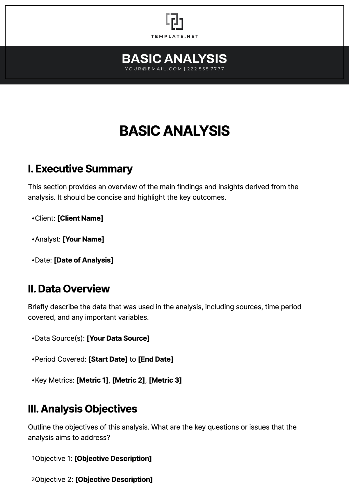 Basic Analysis Template