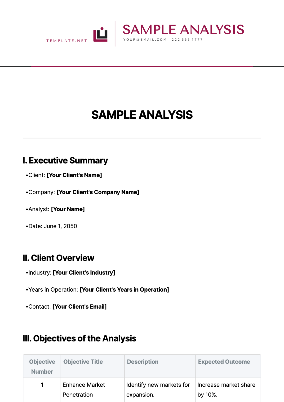 Sample Analysis Template - Edit Online & Download