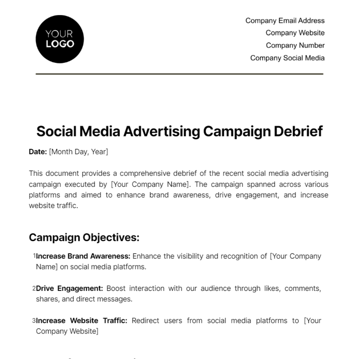 Free Social Media Advertising Campaign Debrief Template