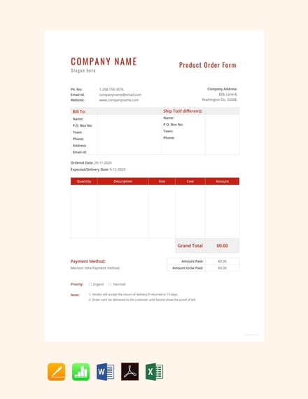 Free-Product-Order-Form-Template
