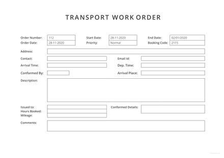 Sample Work Order Template | Free Templates