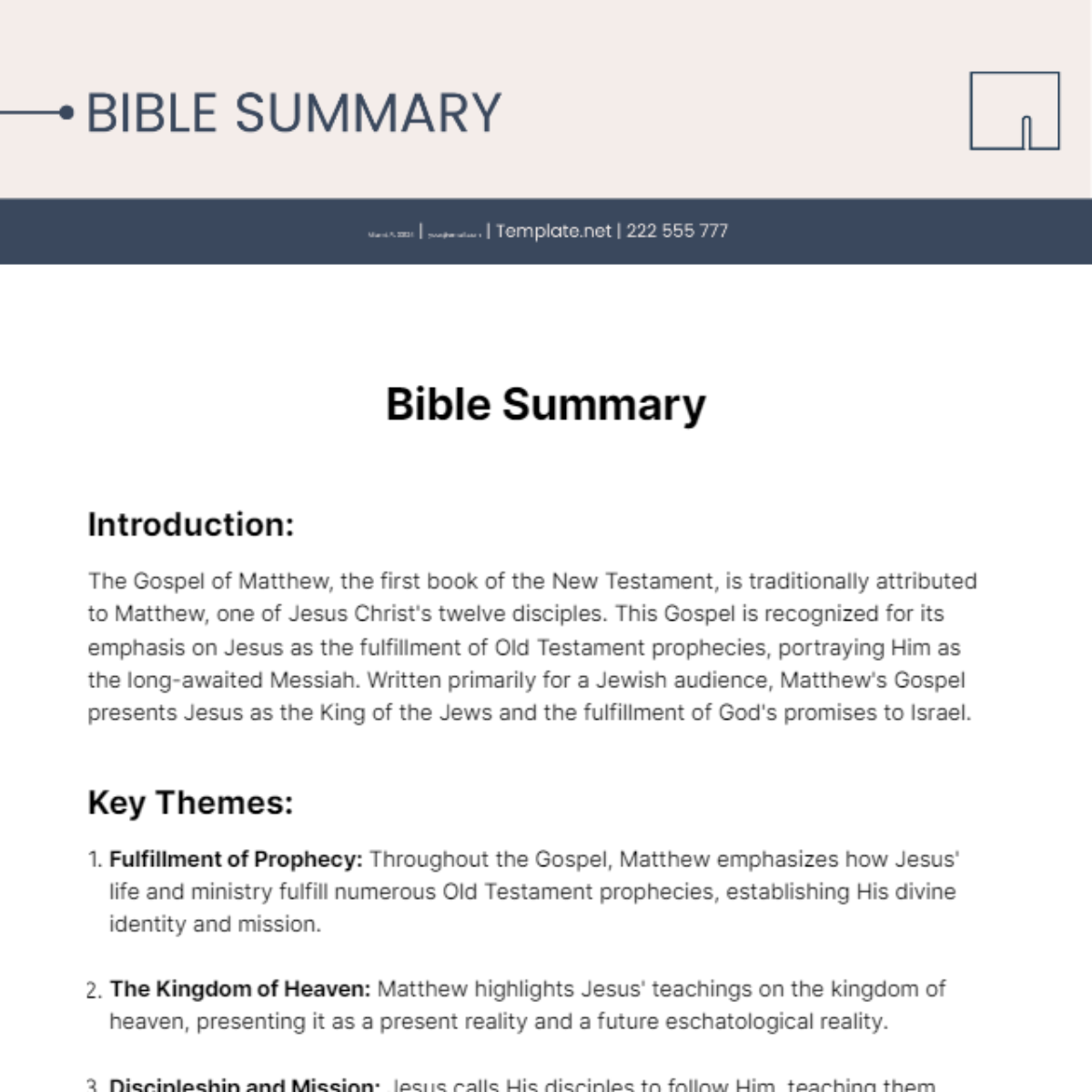 Bible Summary Template