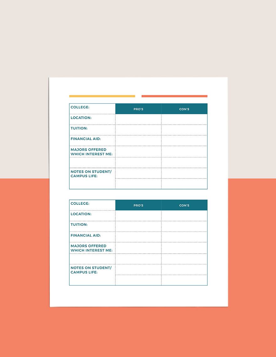 College Application Planner Template