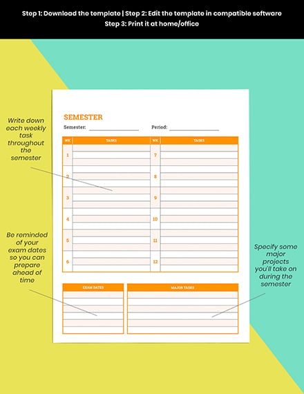 College Student planner template Download