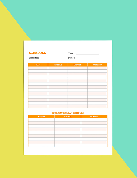 College Student planner template Format