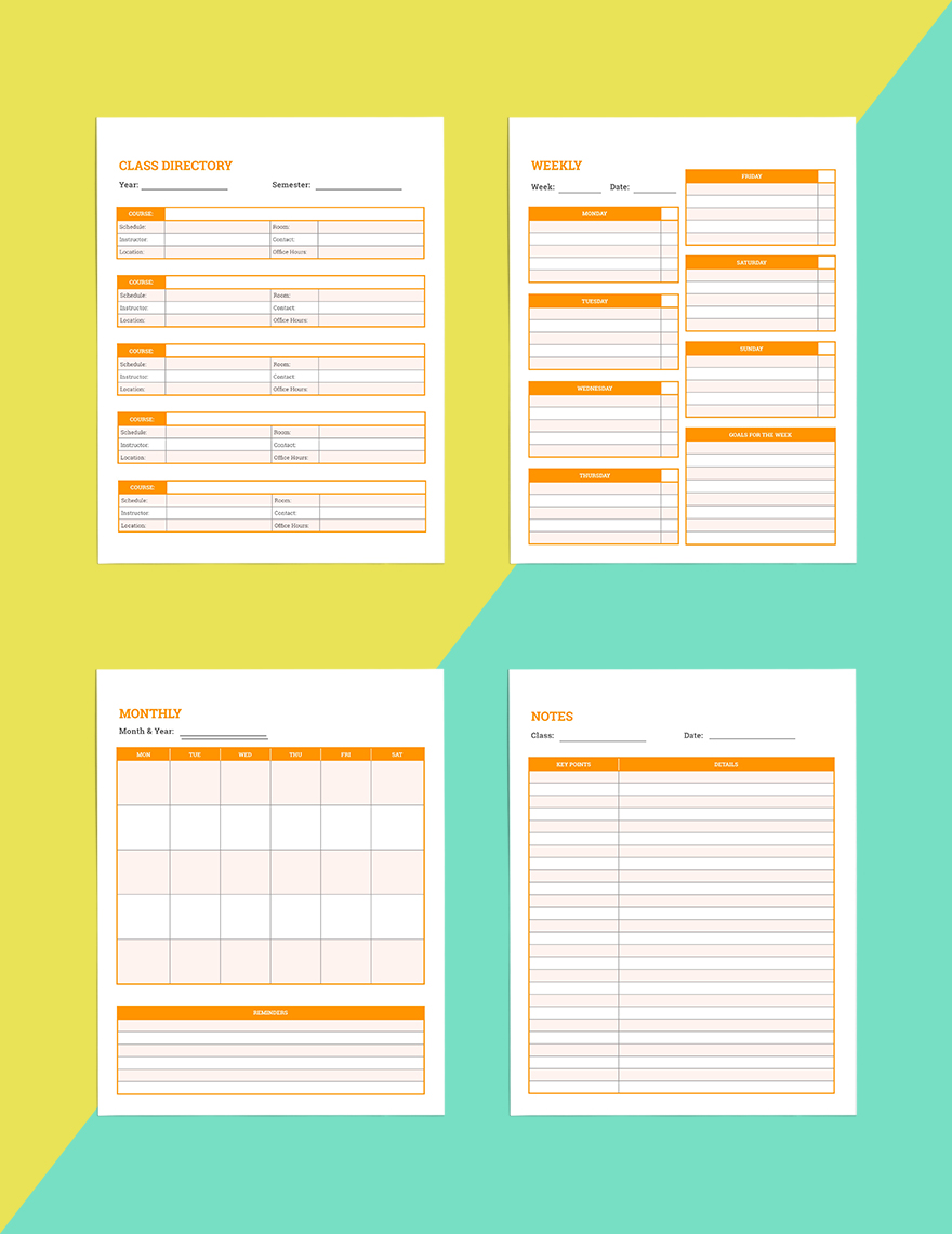 College Student Planner Template Download in Word, Google Docs, PDF