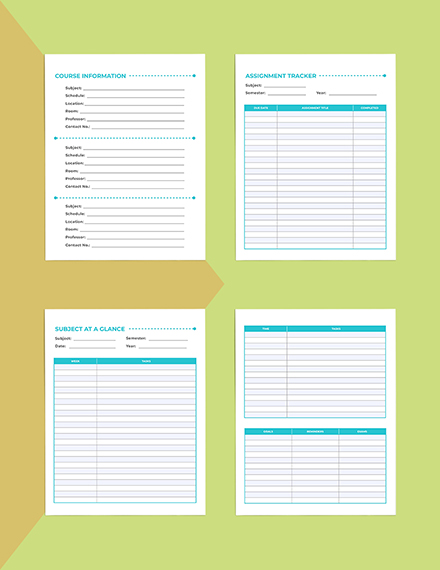 Digital Academic planner template Sample