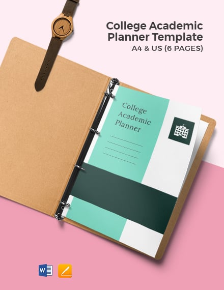 College Academic planner template