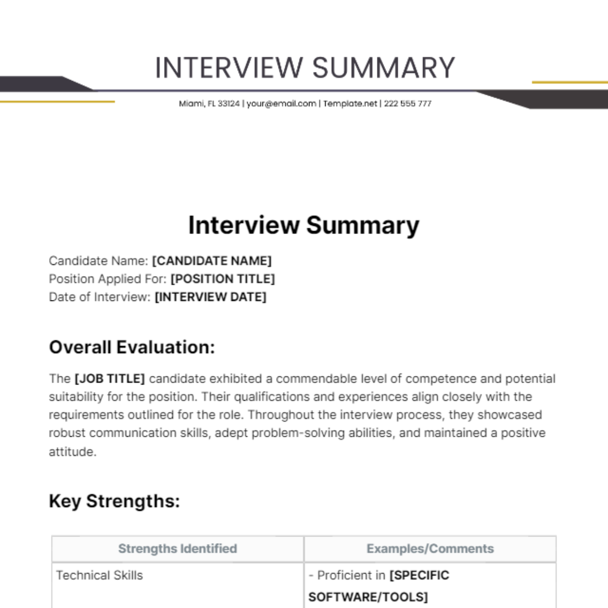 Interview Summary Template