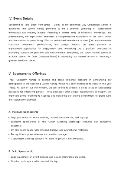 Free Cleaning Services Event Sponsorship Proposal Template to Edit Online