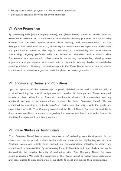 Free Cleaning Services Event Sponsorship Proposal Template to Edit Online