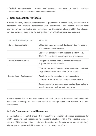 Free Cleaning Services Crisis Management Procedure for Leaders Template to Edit Online