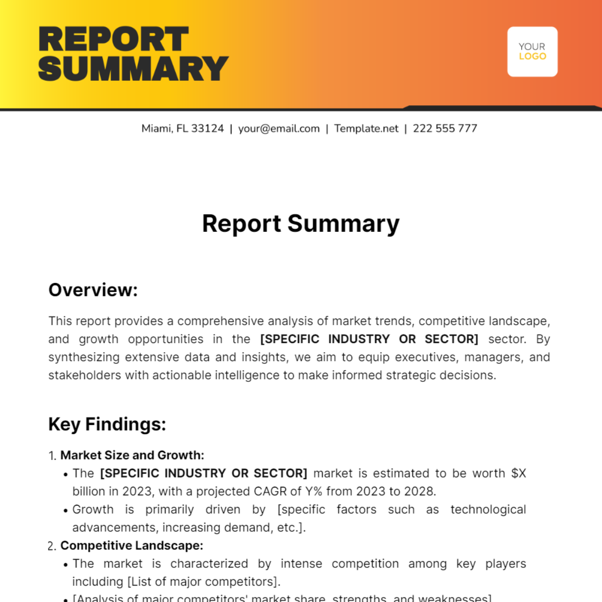 Report Summary Template