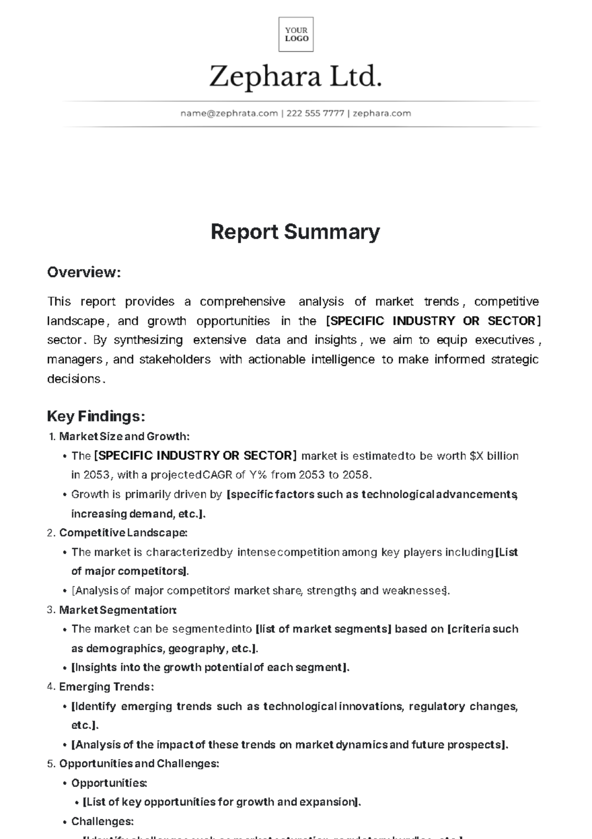 Report Summary Template - Edit Online & Download