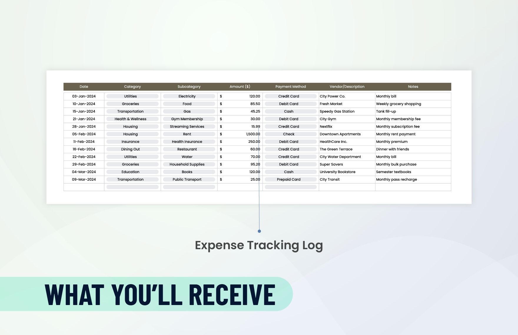 Expense Tracking Spreadsheet Template