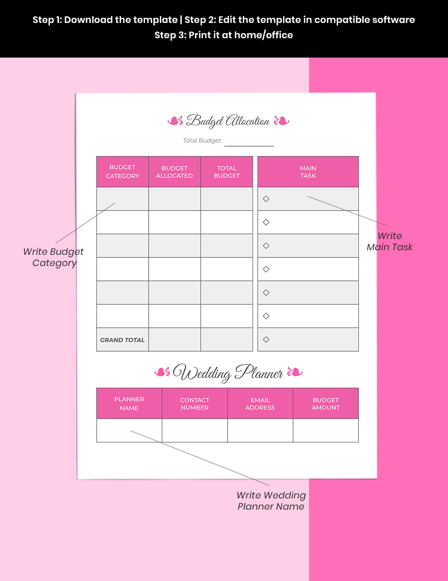 Basic Wedding Planner Printable