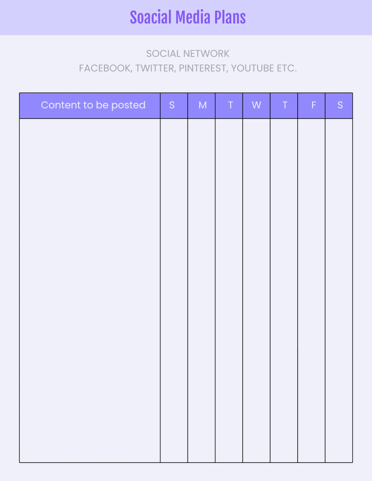 Free Content Media Planner Template to Edit Online