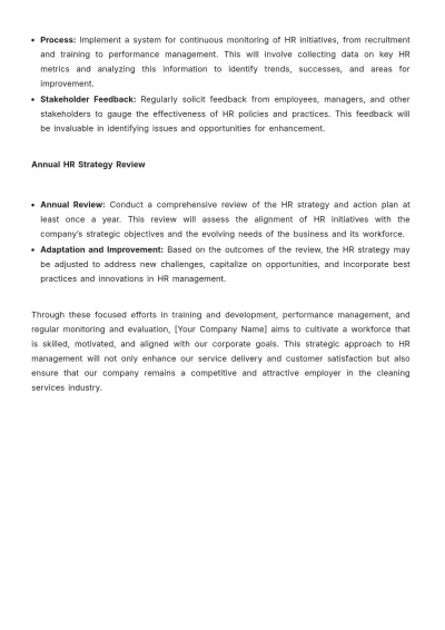 Free Cleaning Services HR Strategic Plan Template to Edit Online