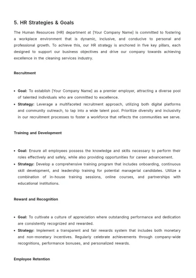 Free Cleaning Services HR Strategic Plan Template to Edit Online