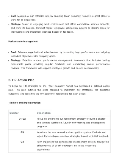 Free Cleaning Services HR Strategic Plan Template to Edit Online