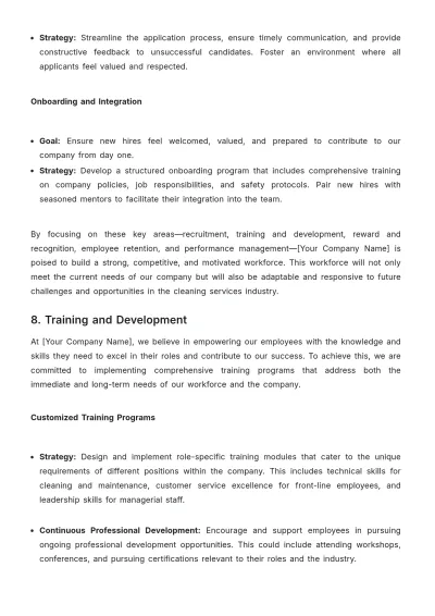 Free Cleaning Services HR Strategic Plan Template to Edit Online