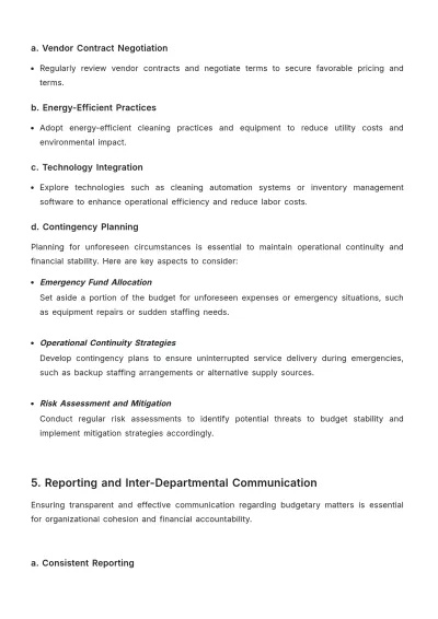 Free Cleaning Services Budget Management Guide for Supervisors Template to Edit Online