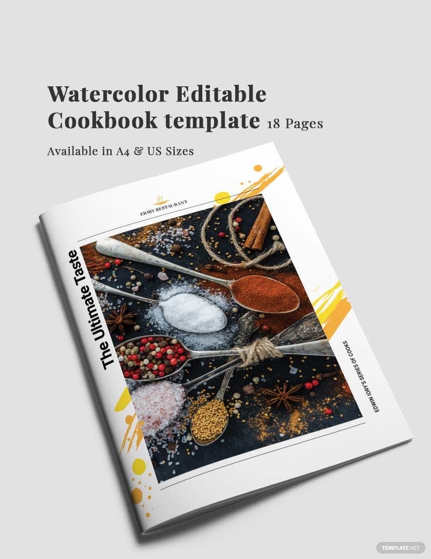 Watercolor Editable Cookbook Template
