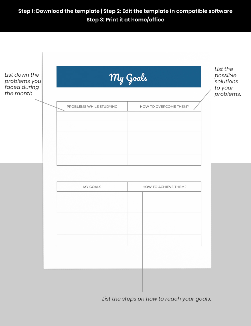 Printable College Planner Template Instruction
