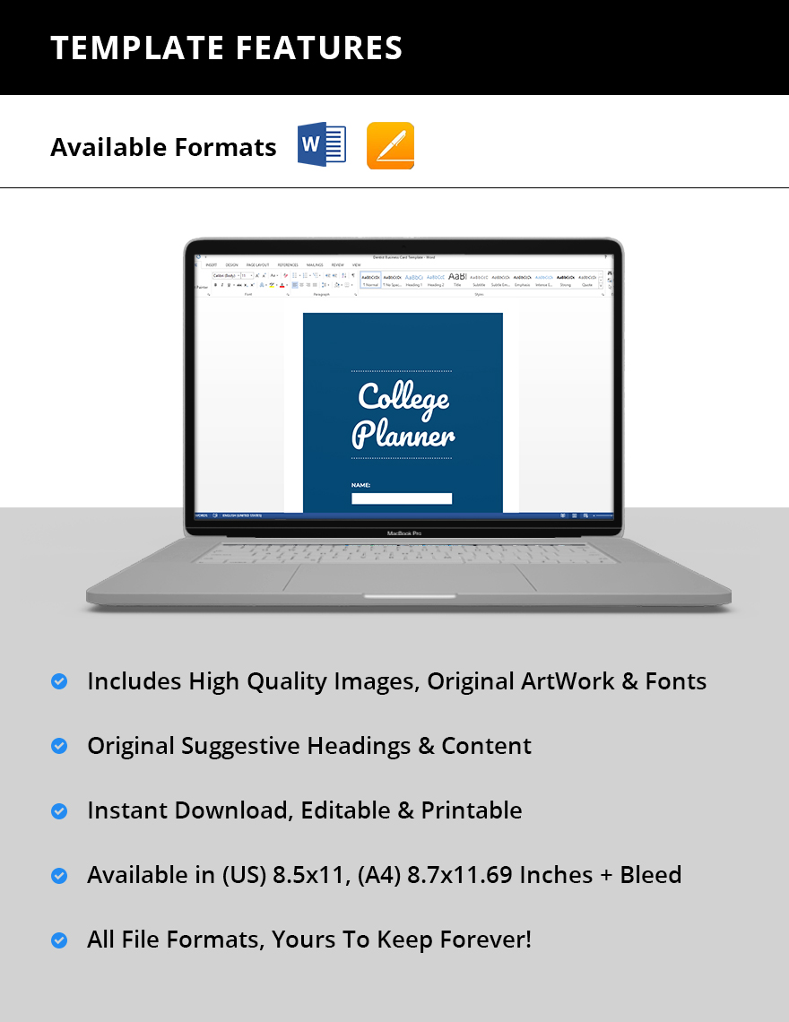 Printable College Planner Template Format