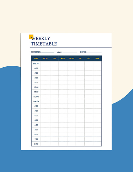 Free Blank College Planner Template - Word, Apple Pages | Template.net