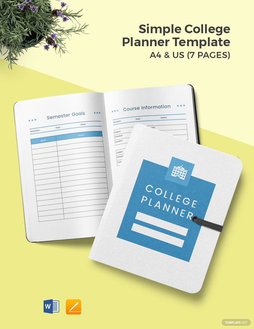 Free Simple College Planner Template