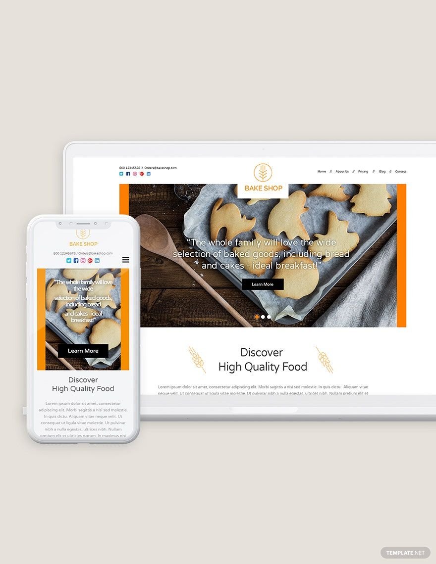 Bakery Bootstrap Landing Page Template in HTML5