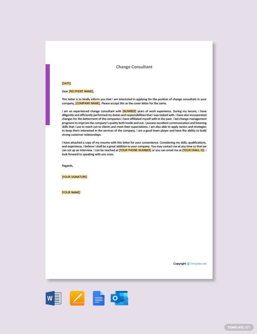 Change Consultant Cover Letter Template