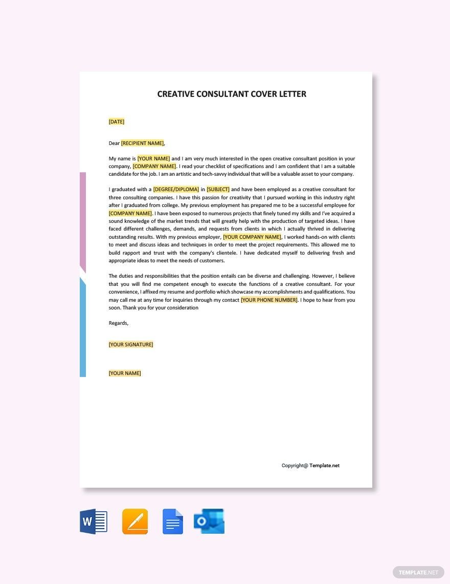 Creative Consultant Cover Letter Template