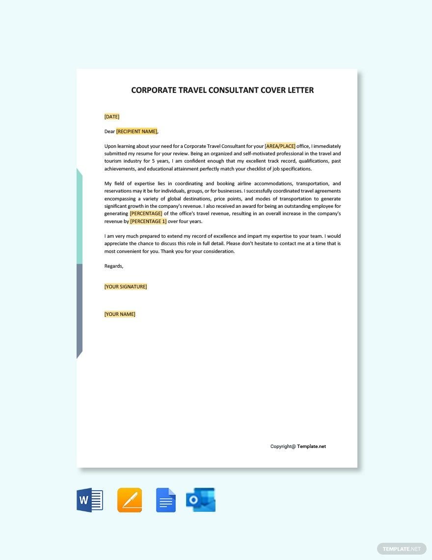 Corporate Travel Consultant Cover Letter Template