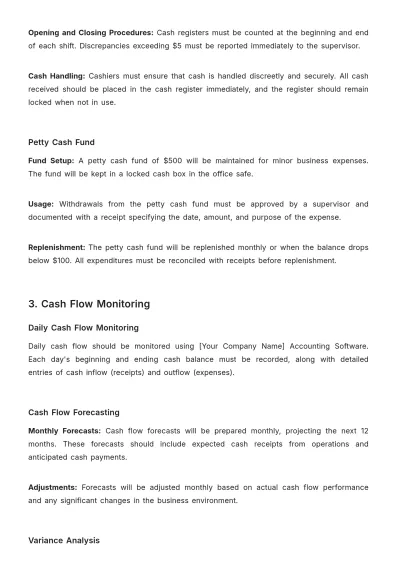 Free Cleaning Services Cash Management Policy Template to Edit Online