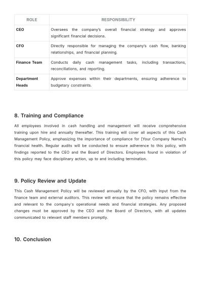 Free Cleaning Services Cash Management Policy Template to Edit Online